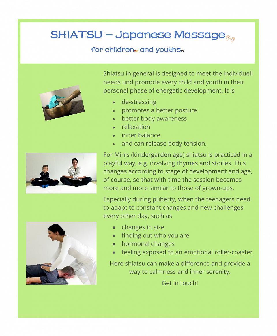 Shiatsu for children and youths.