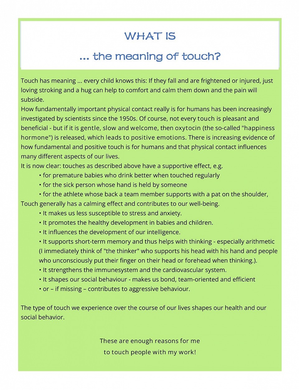 What is the meaning of touch?