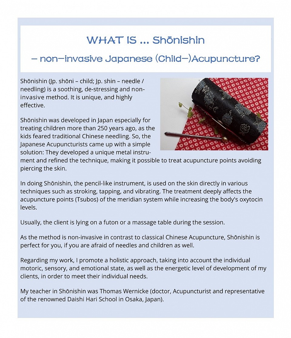 Shōnishin - non-invasive Japanese (Child-)Acupuncture.