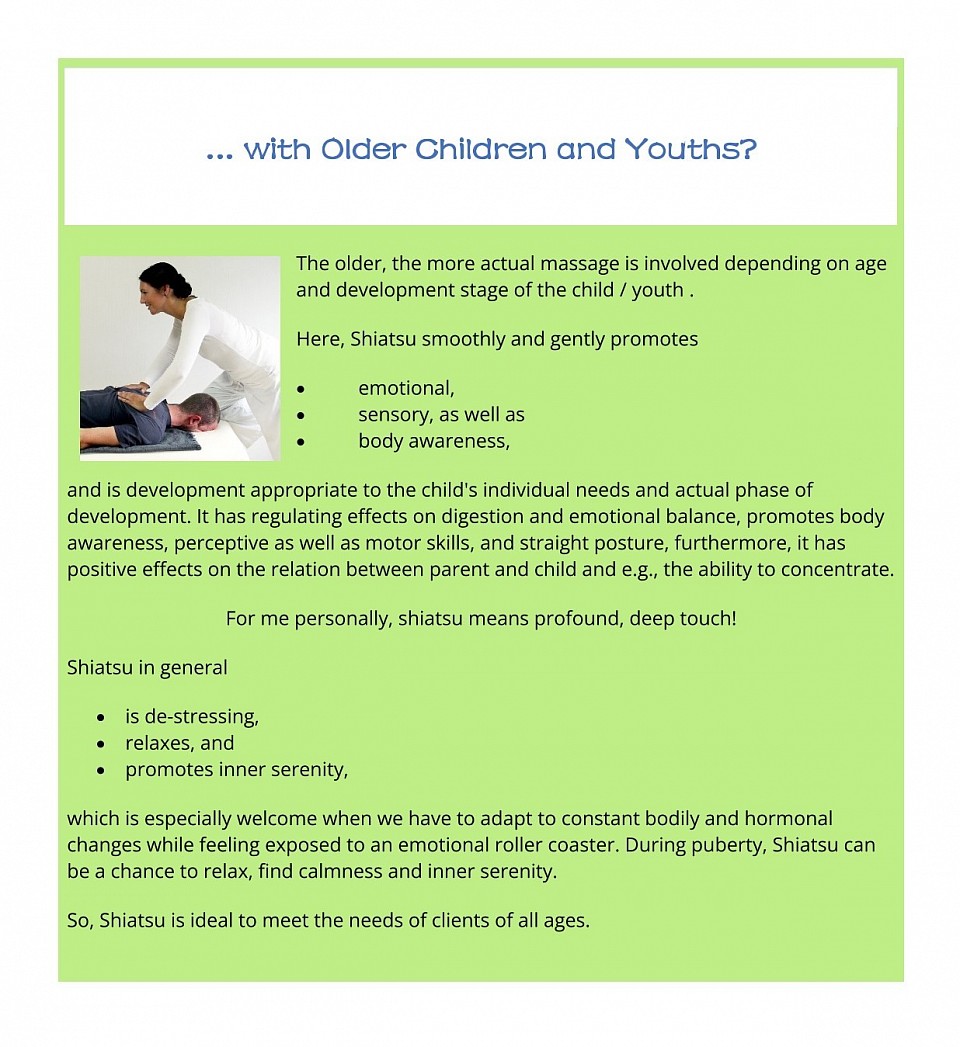 Why Shiatsu for older children and youths?